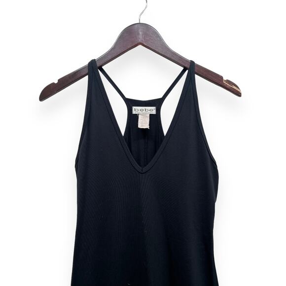 Y2K 2000s Bebe Black Maxi Spaghetti Straps Dress Size Medium - Picture 3 of 4